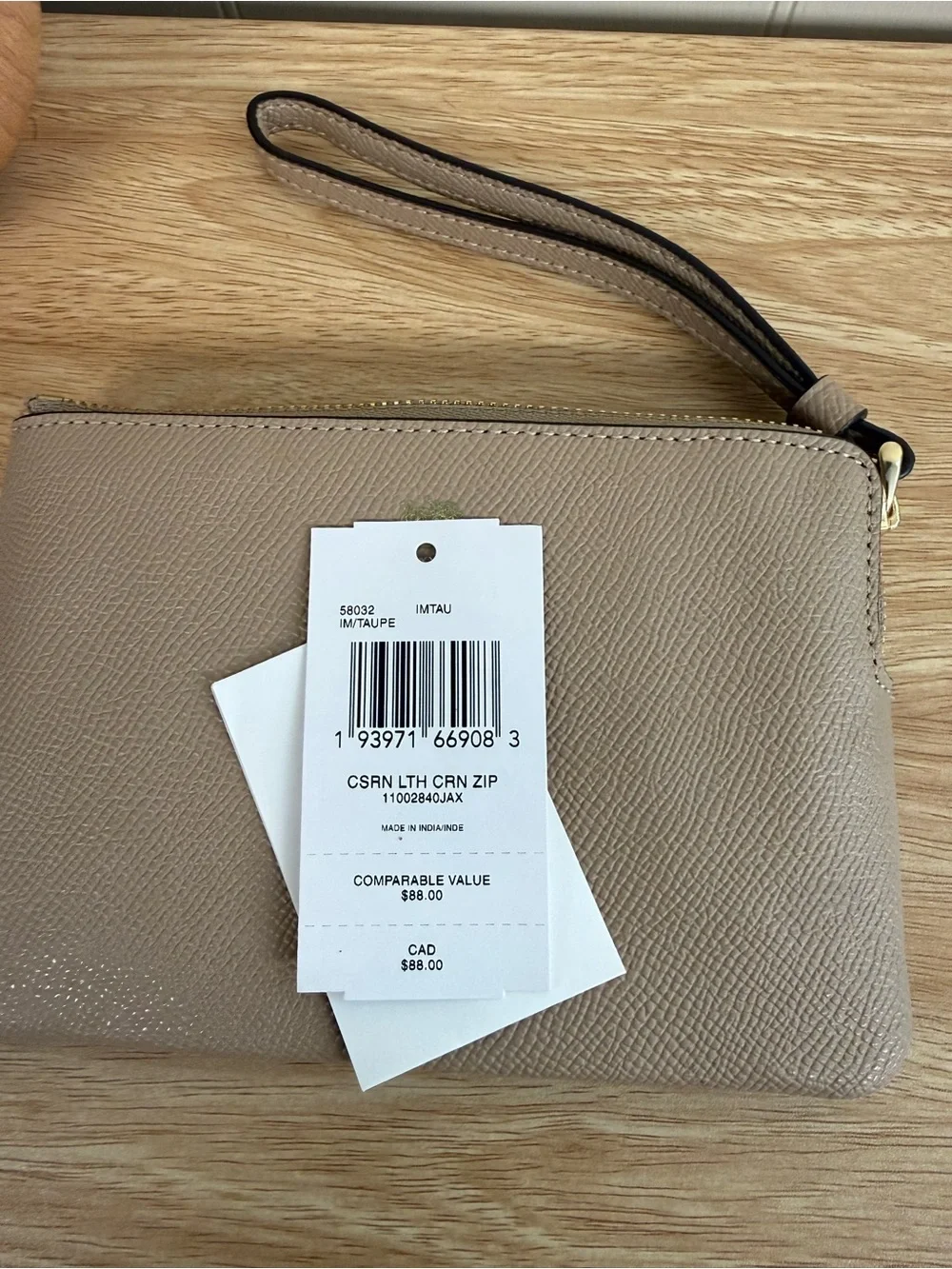COACH Taupe Leather Wristlet - COACH Pebbled Leather Clutch